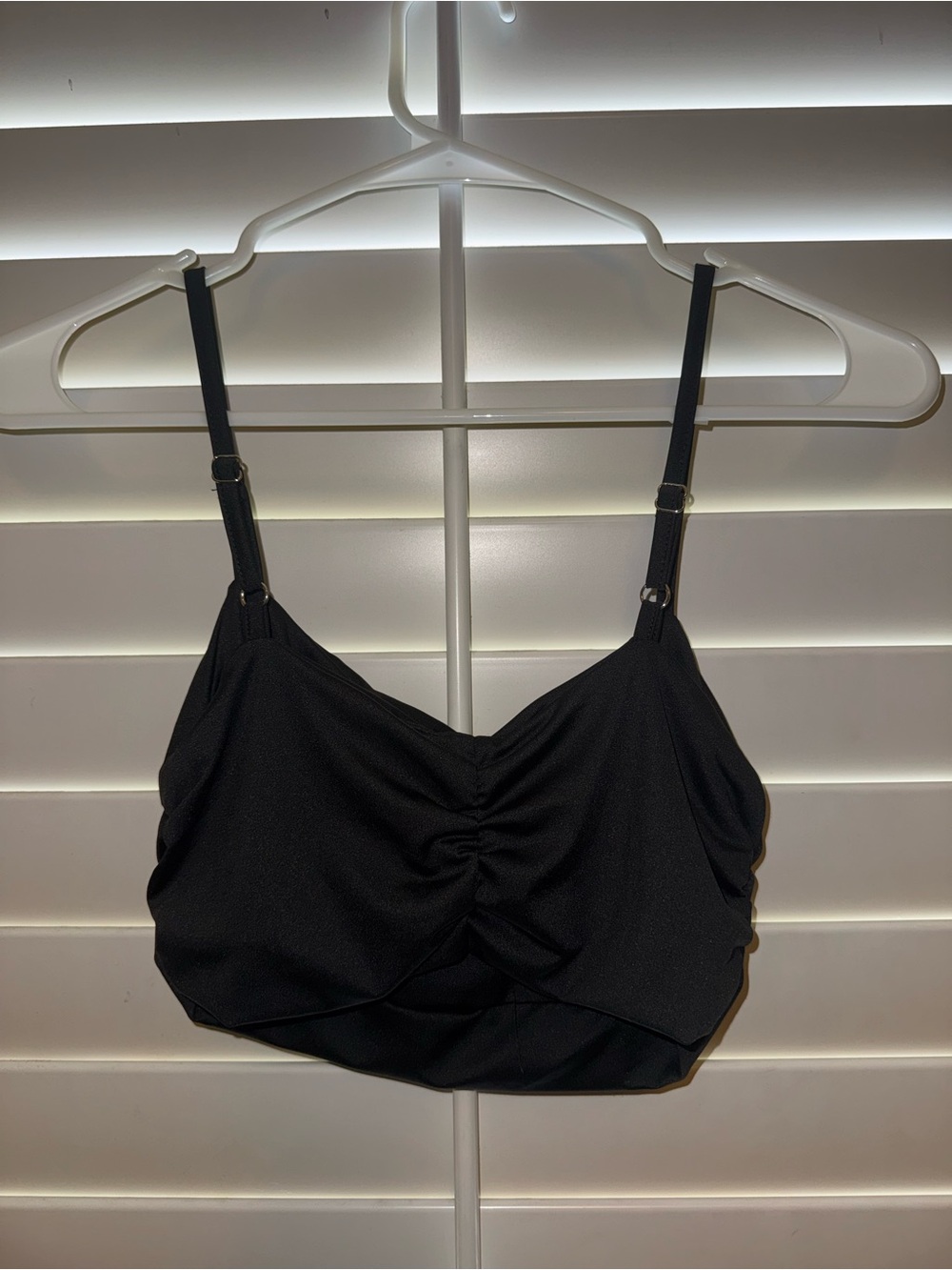 Amazon Black Ruched Crop Tank with Adjustable Straps